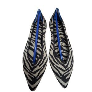 Rothy's The Point Black Zebra Flats Ladies 6.5
